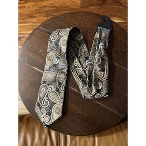 COLOURS Alexander Julian Paisley tie black and brown and tan